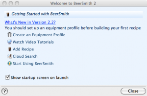 BeerSmith start window