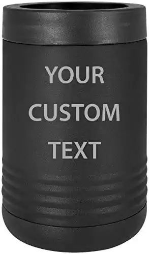 Custom Personalized Stainless Steel Engraved Insulated Beverage Holder Aluminum Can or Glass Bottle Cooler (Black)